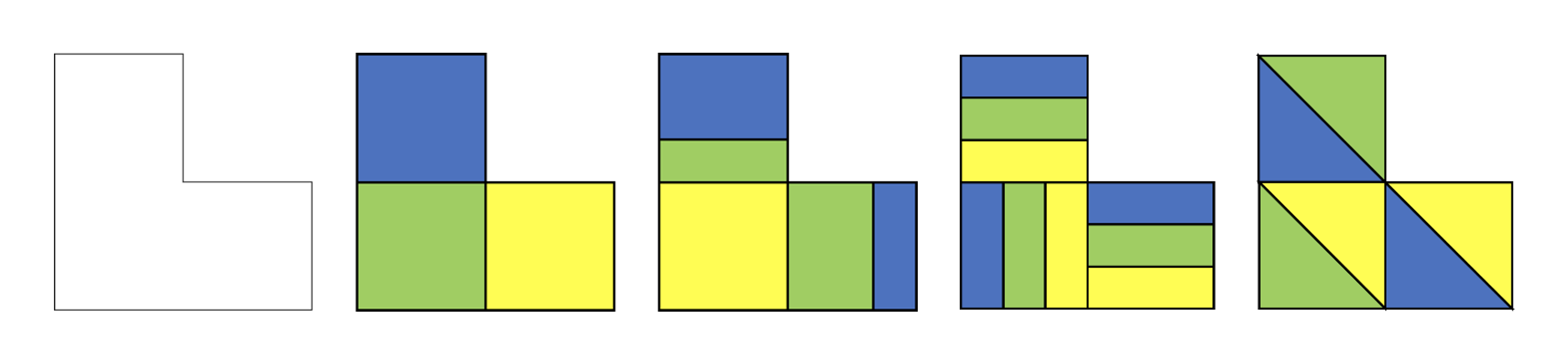 Alcuni esempi di suddivisione in terzi di una figura non standard.