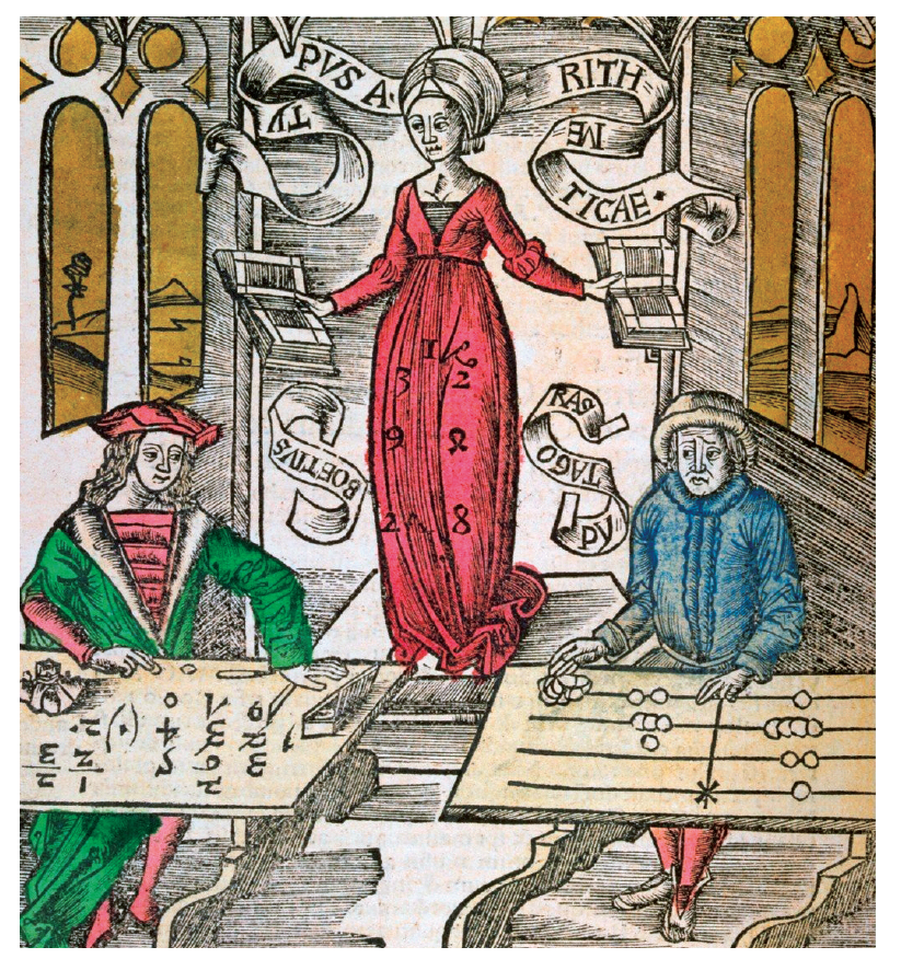 Allegoria dell’aritmetica tratta da Gregor Reisch, Margarita Philosophica, 1503.